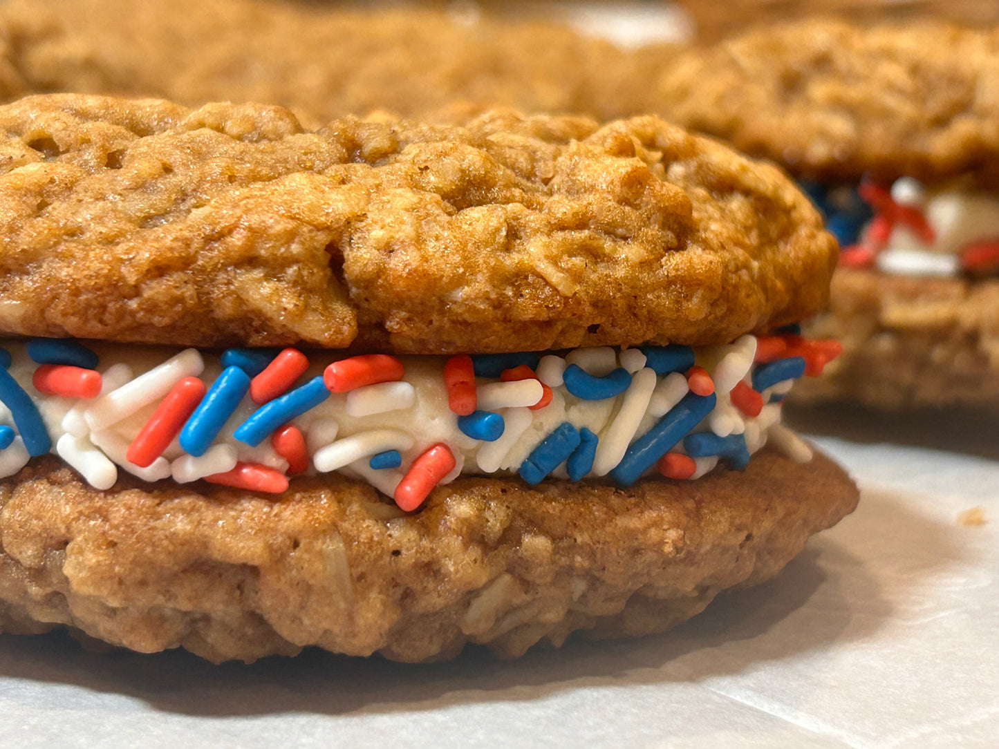Patriotic Oatmeal Cream Pie